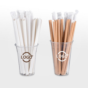 Eco friendly disposable kraft paper straw biodegradable bubble tea paper straw Individually wrapped paper drinking straw