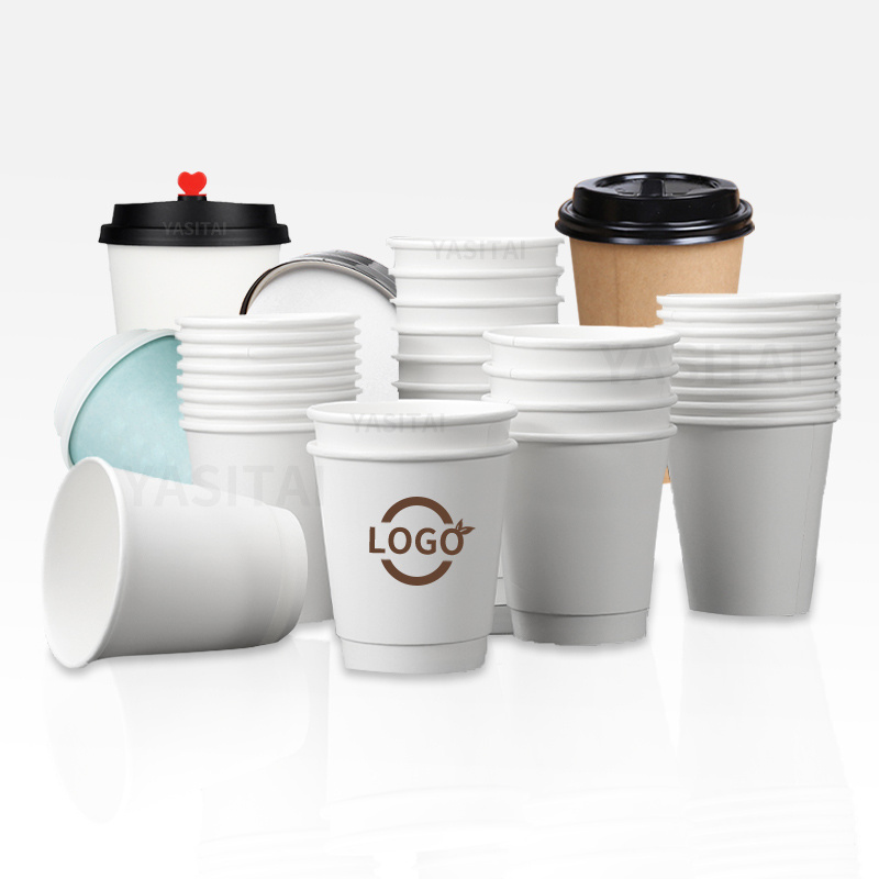 Manufacture Customized Print Logo Coffee Cups 8oz 12oz 14oz 16oz 22oz Paper Glass for Hot Drink with Lids