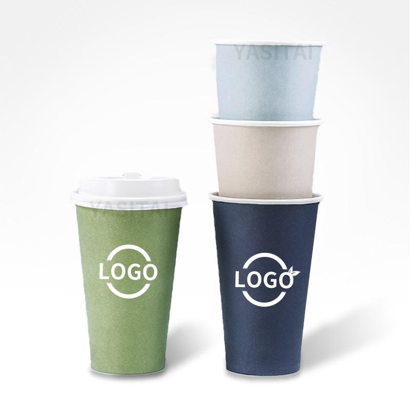 Manufacture Customized Print Logo Coffee Cups 8oz 12oz 14oz 16oz 22oz Paper Glass for Hot Drink with Lids