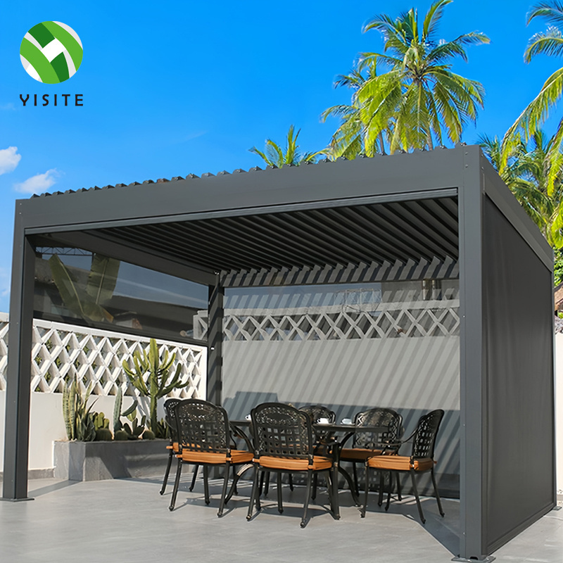 Modern Design Bioclimatic Awning Cover Waterproof Louvre Roof Louver Gazebo Outdoor Aluminum Pergola Aluminium Electric Pergola