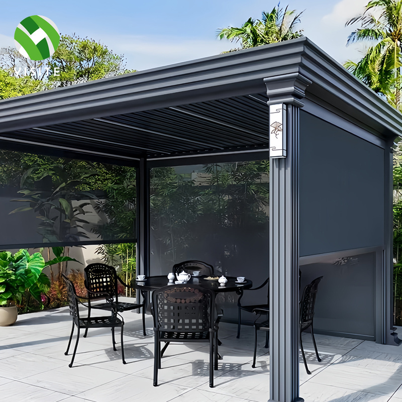 YISITE Discount Automatic Standing Curtains Outdoor Patio Blinds Screen for Garden Pergola Gazebo