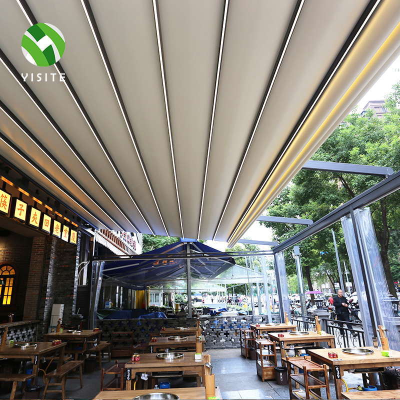 YST Waterproof Roof Electric Garden Pergola Terrace Automatic Folding Telescopic Rainproof Roof Aluminum Outdoor Canopy Awning