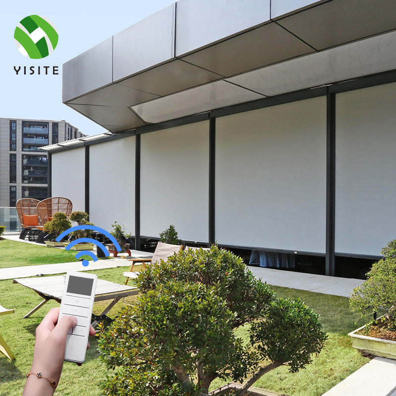 YST Factory motorized zip screen blind outdoor facade sunshade blinds mosquito resistance roller blinds