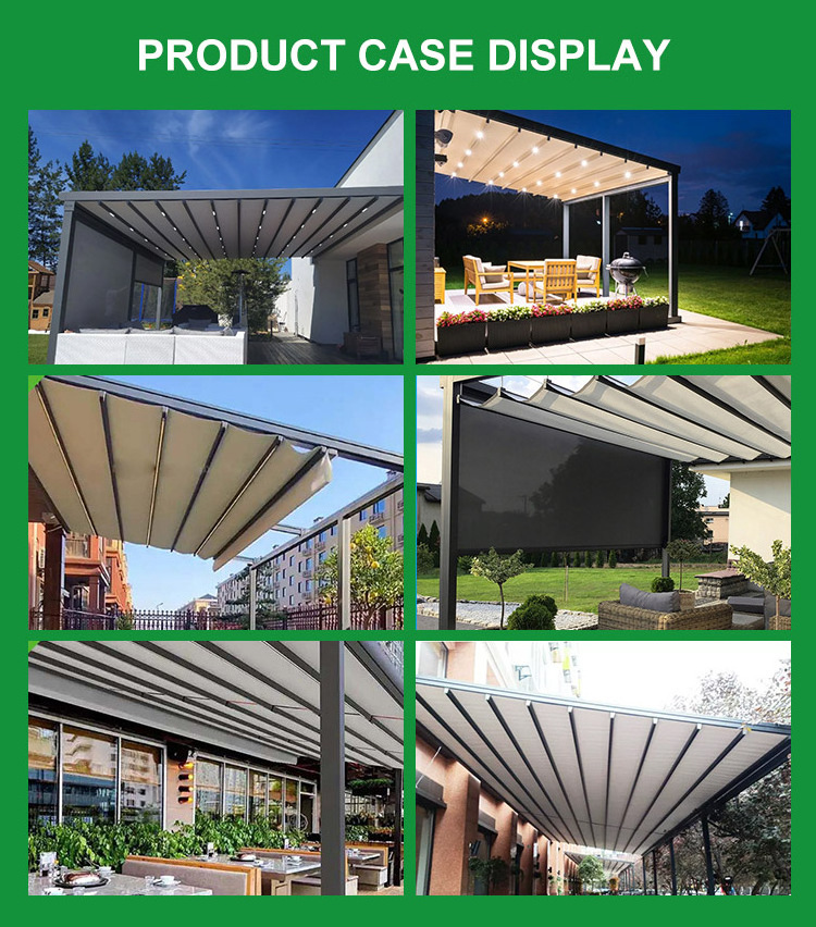 YST Factory supplier pergola PVC coated fabric Waterproof Awning Automatic Motorized Roof  Retractable awnings