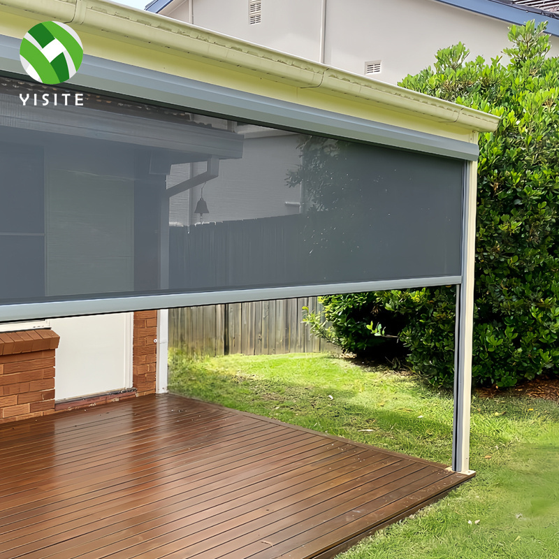 YISITE Electric  blind pvc outdoor vertical shade roller shutter windproof  restaurant garden pavilion zipper roller shutter