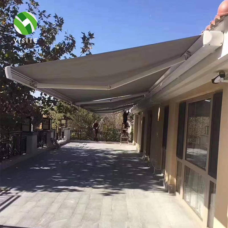 Customized hot selling outdoor garden aluminum folding arm awning electric retractable with led light full cassette awning