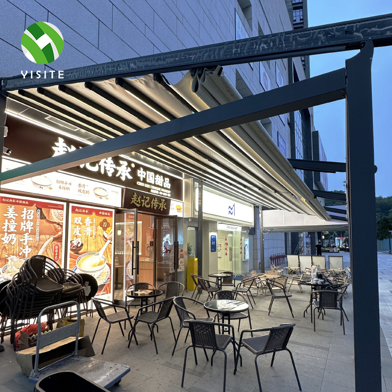 YST Factory supplier pergola PVC coated fabric Waterproof Awning Automatic Motorized Roof  Retractable awnings