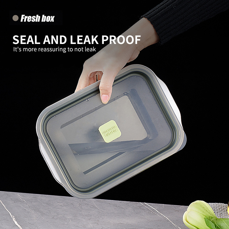 Stackable Airtight Stainless Steel Food Storage Container 4 Sizes Vacuum Sealed Fresh Keeping Lunch Box with PP Lid