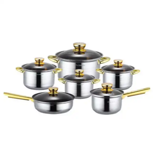 12 pieces stainless steel pot and pan set, cooking utensils, household sundries, panel, cookware set, casserole 20cm, 24cm, 28cm