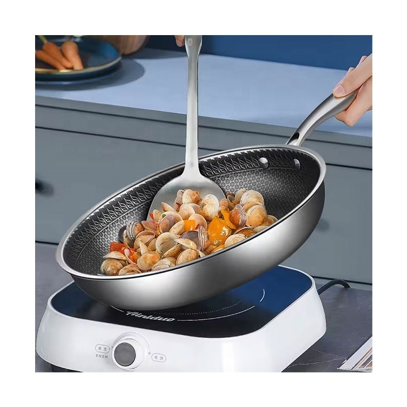 Non Stick Stainless Steel Cooking Steak Induction Honeycomb Coating Panci Frypan wok Frying Pan