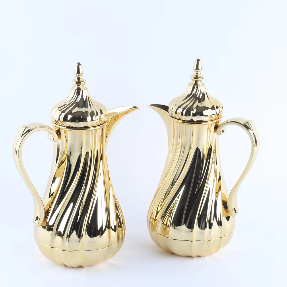 Arabic Coffee Pot Dallah Flask for Restaurant pink glass 1L coffee tea pot