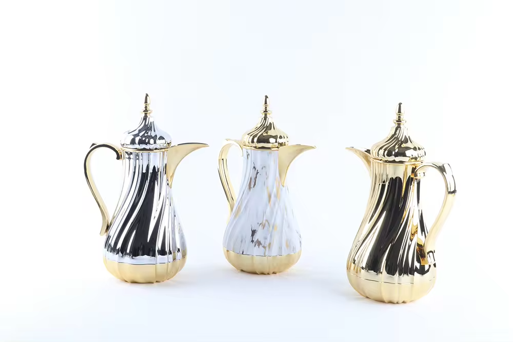 Arabic Coffee Pot Dallah Flask for Restaurant pink glass 1L coffee tea pot