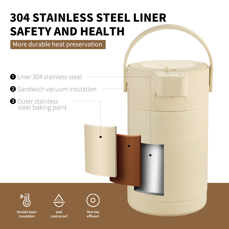 Pressure Pot 2.5L Keep Warm Air Pressure Electric Air Thermo Pot Portable Vacuum Flasks & Thermoses High Quality Stainless Steel