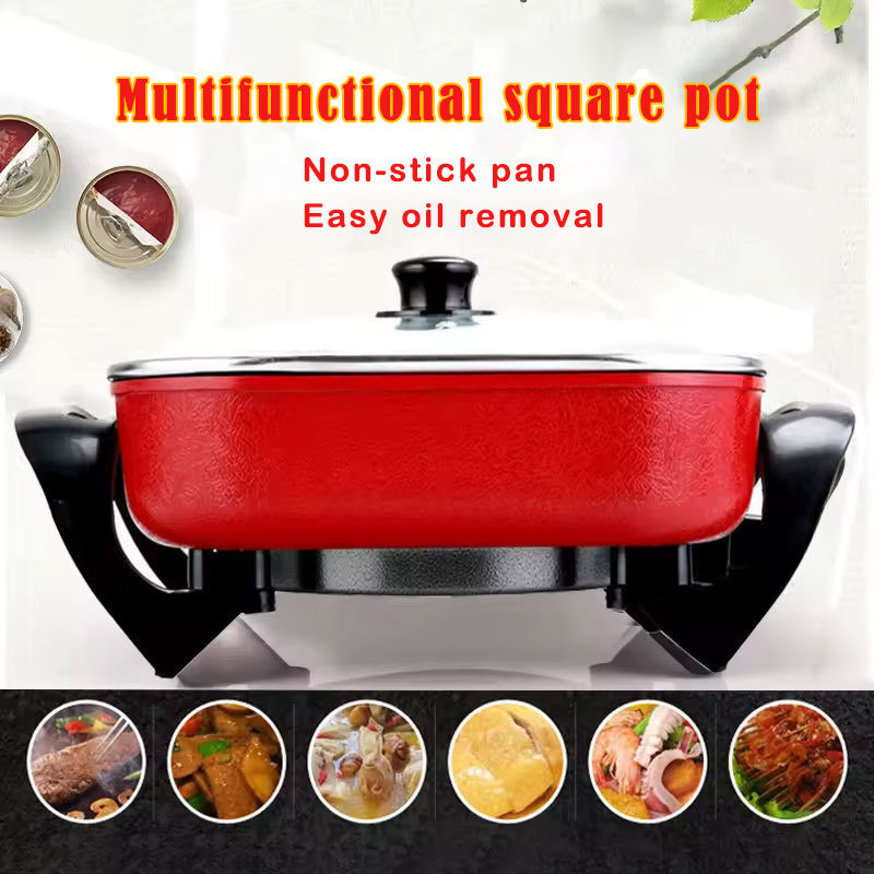 Electric Caldron Household Electric Chafing pOTDish Multi-Functional Cooking All-in-One Pot Korean Square Pot Student Dormitory