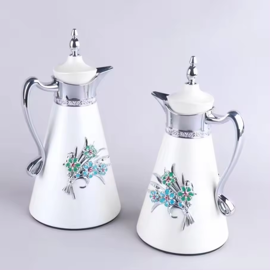 Arabic Style 700ML 1000ML Vacuum Flask Metal body Glass liner coffee thermos Two Carafe Piece Tea Pot Set Dallah Jugs