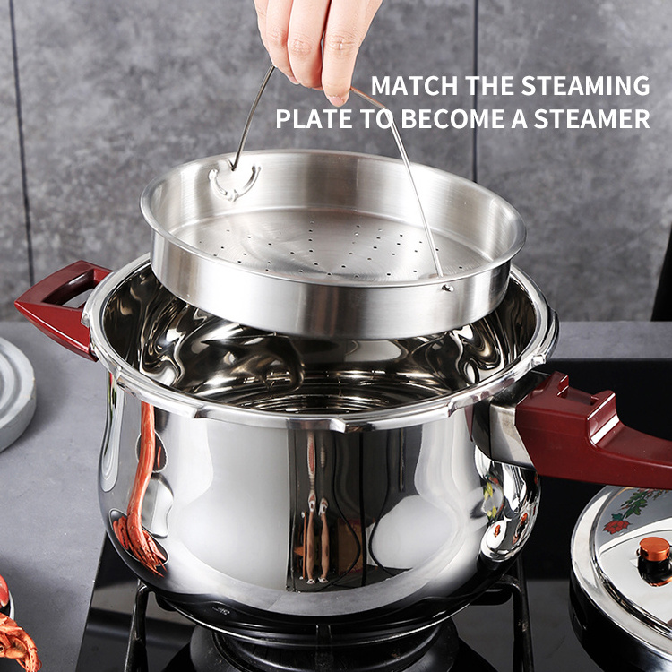 New Arrival High Quality Multi Function 5.5 Litre Stainless Steel Gas Pressure Cooker Doubles as Steamer with Glass Lid