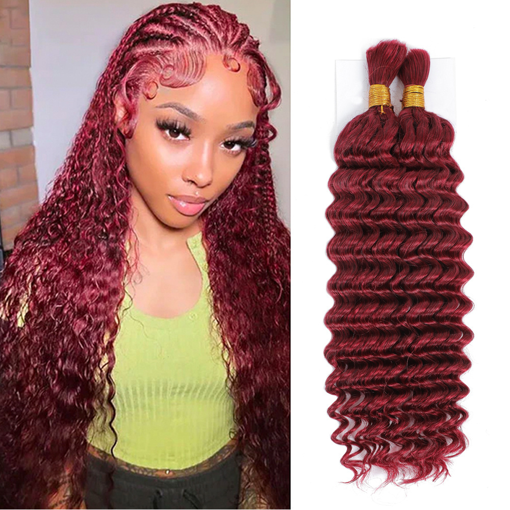 2bundles/pack Bulk Human Hair For Braiding No Weft Deep Wave Human Hair Braiding Bundle Hair Extension 14inches to 24inches