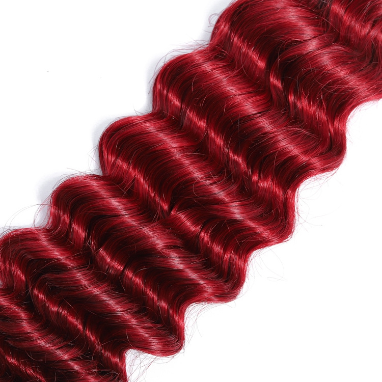 Free sample Raw 1b/Burgundy# Deep Wave RED Virgin Peruvian human hair Supplier, Ombre Human Hair Bundles