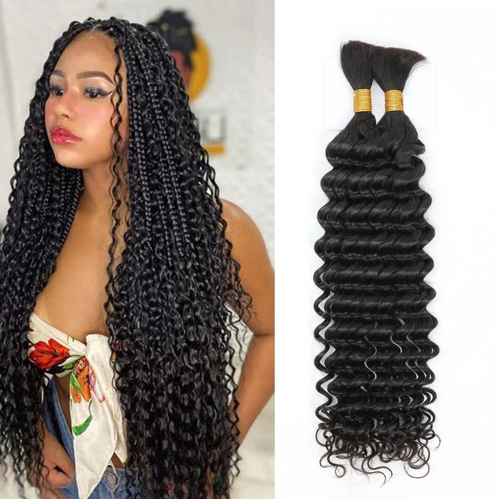 100% Natural Color Unwefted Bulk Human Hair For Braiding Water Wave Loose Wave Crochet Bulk Braids