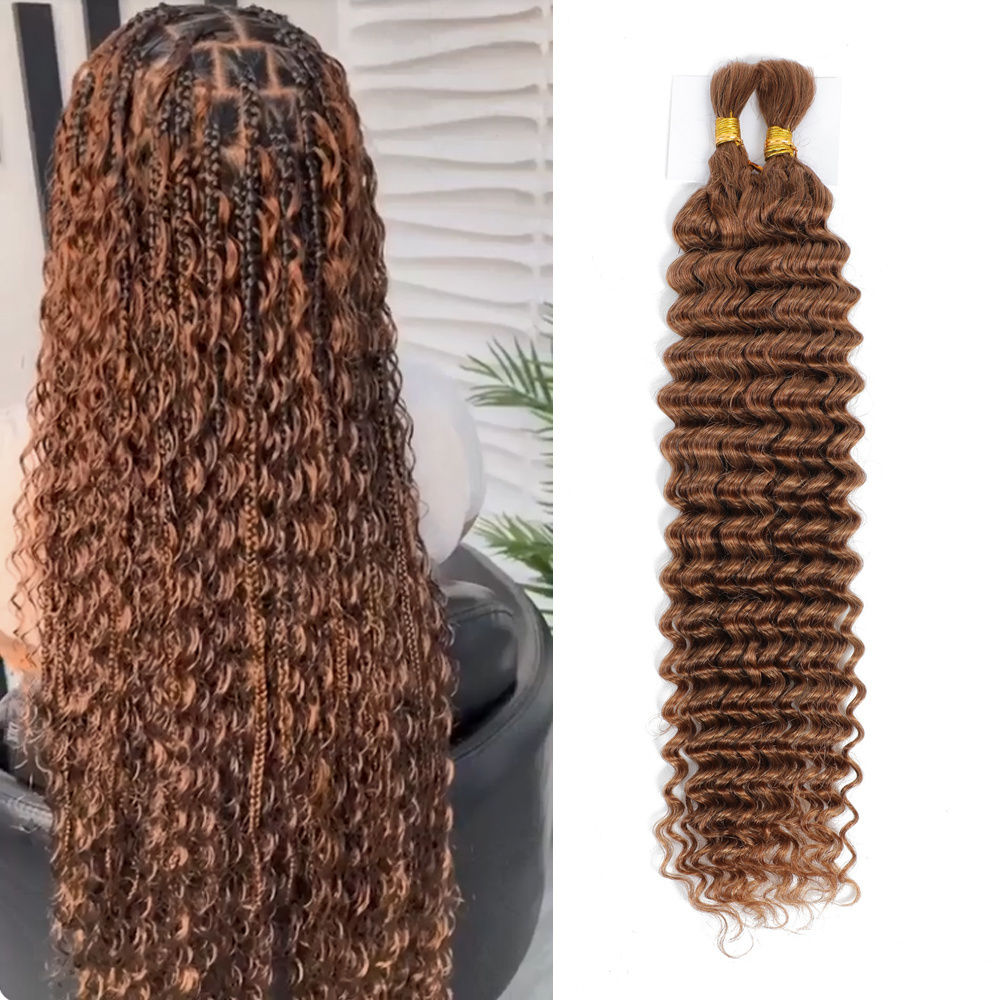 2bundles/pack Bulk Human Hair For Braiding No Weft Deep Wave Human Hair Braiding Bundle Hair Extension 14inches to 24inches