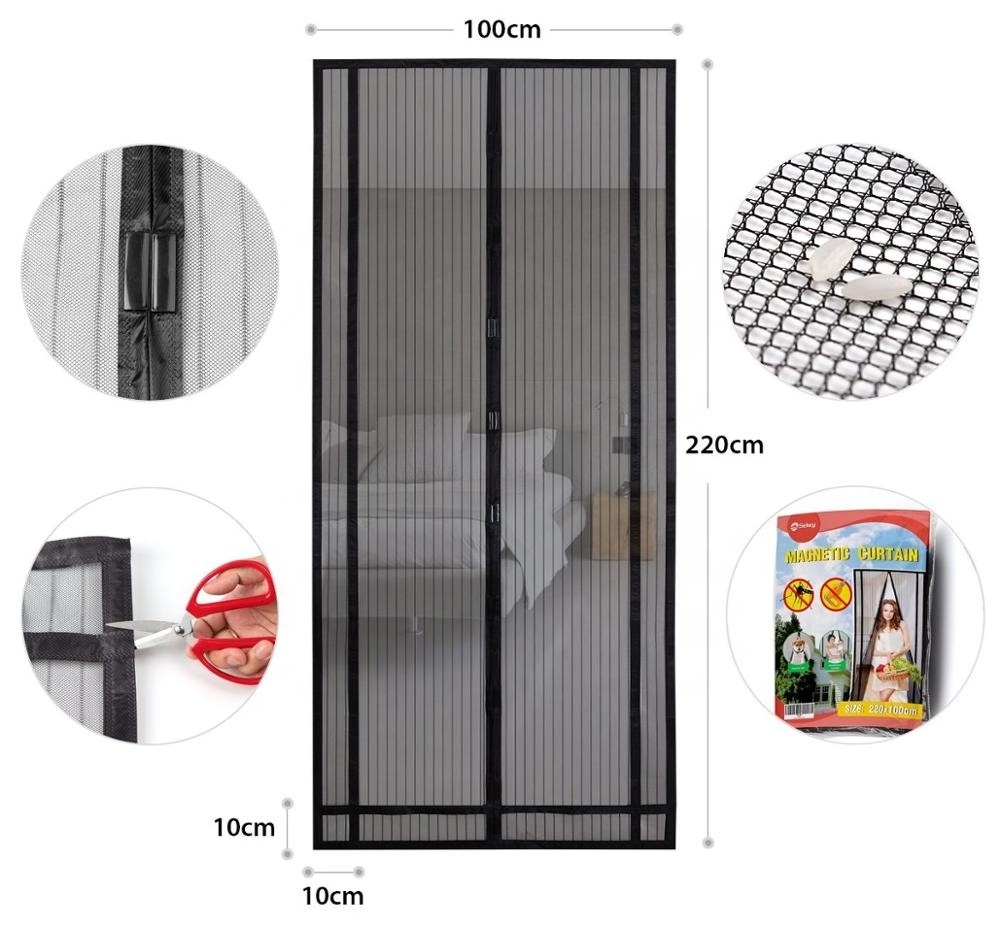 Magnetic mesh hands free fly screen Mosquito Net Door Curtain