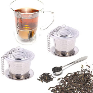 2 Pack Tea Infuser Steeper Set Stainless Steel Tea Brew Strainer with Drip Tray