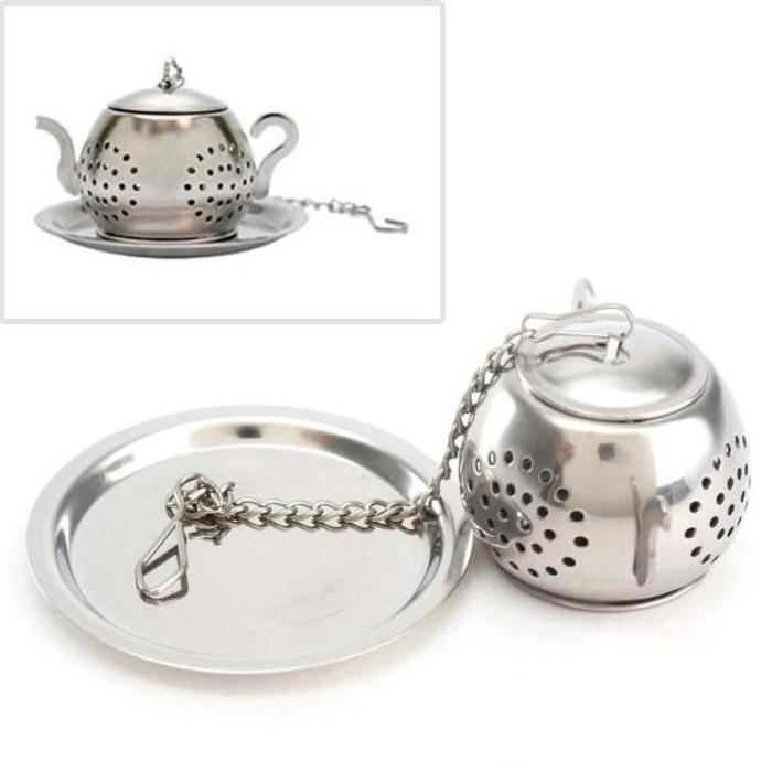 2 Pack Tea Infuser Steeper Set Stainless Steel Tea Brew Strainer with Drip Tray