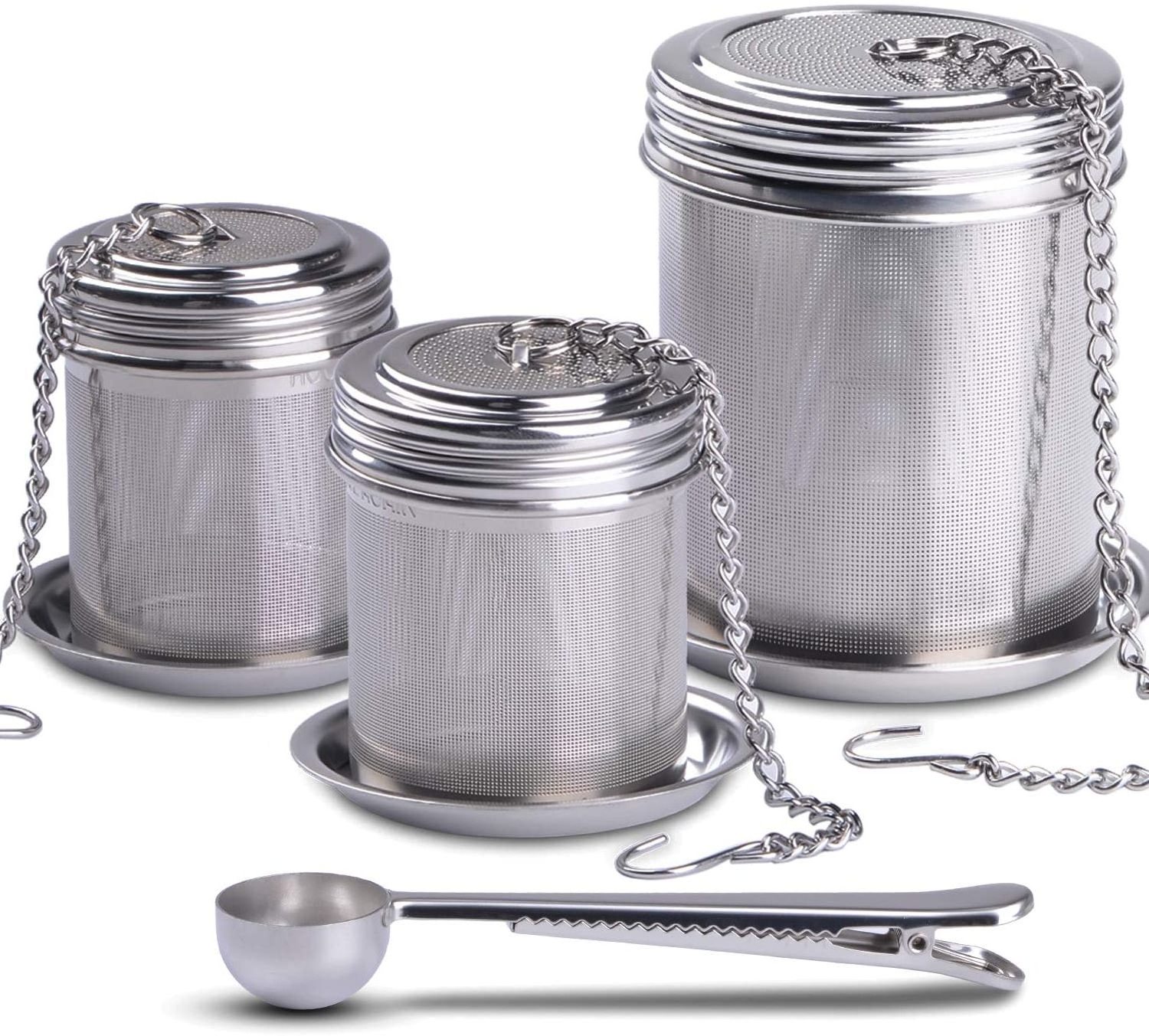 2 Pack Tea Infuser Steeper Set Stainless Steel Tea Brew Strainer with Drip Tray