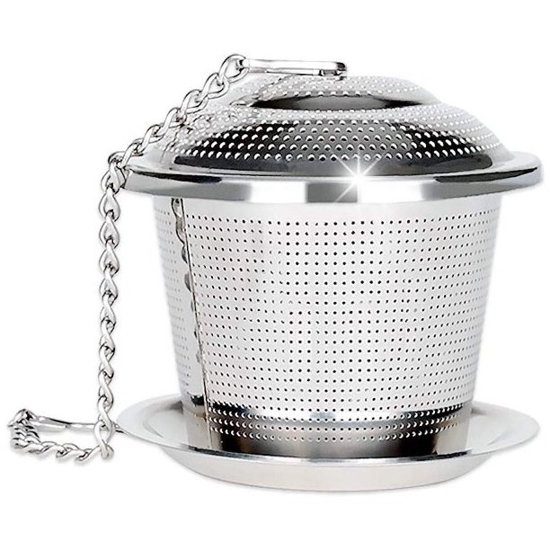 2 Pack Tea Infuser Steeper Set Stainless Steel Tea Brew Strainer with Drip Tray