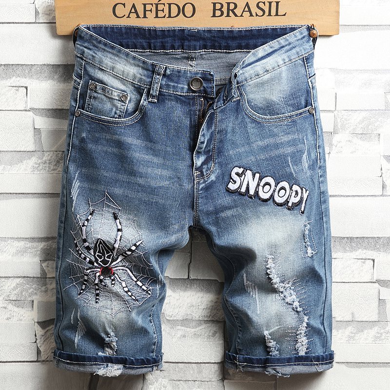 Inflatable jeans shorts for men washed shorts summer chemical washed denim custom shorts for men