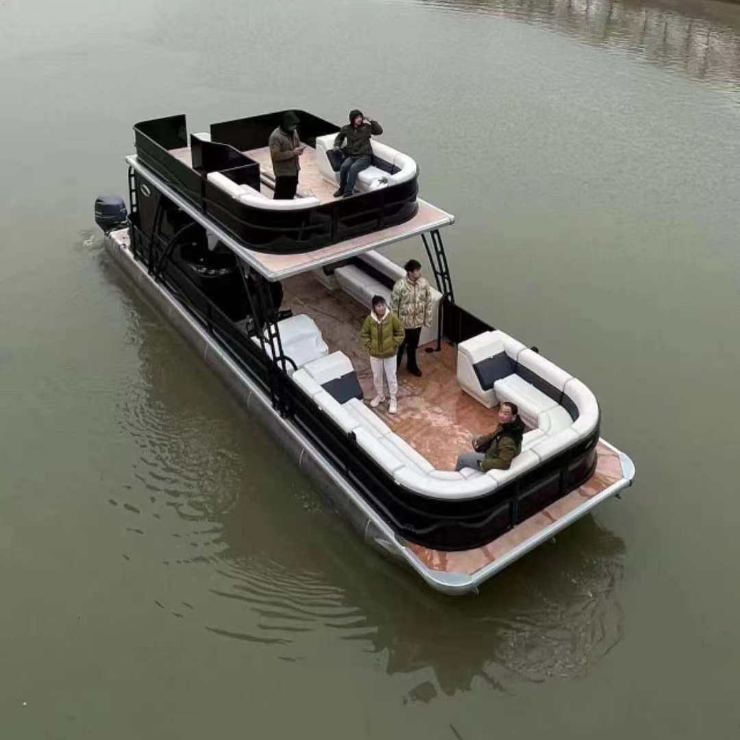 2023 Good Design Personal Electric Motor For Lake River No Engine Double-Deck Aluminum Pontoon Boat Yacht