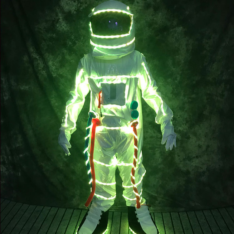 Promotion Cheap Adult Wear LED Lights Costumes Christmas Halloween Stage Performance Dance Astronaut Luminous Costumes