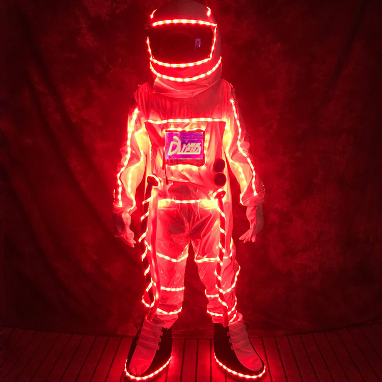 Promotion Cheap Adult Wear LED Lights Costumes Christmas Halloween Stage Performance Dance Astronaut Luminous Costumes