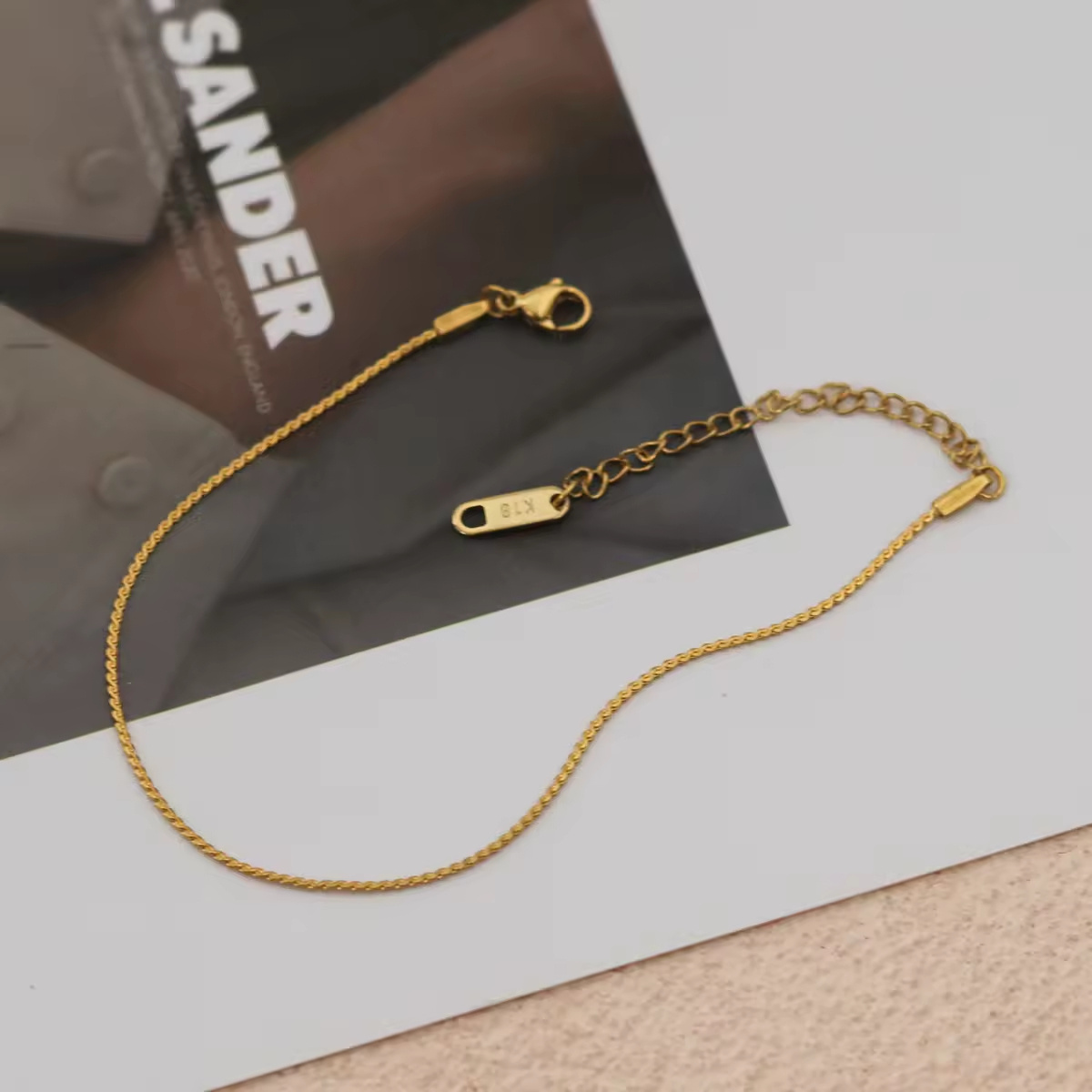 Trendy Thin Twist Chain Necklace Bracelet women 18K Gold Plated Stainless Steel Skinny S Shape Rope Choker Necklace Jewelry