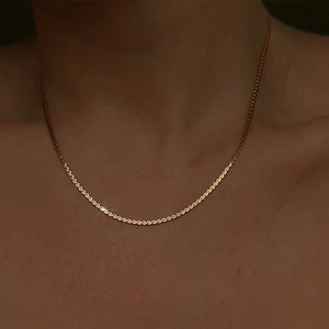 Trendy Thin Twist Chain Necklace Bracelet women 18K Gold Plated Stainless Steel Skinny S Shape Rope Choker Necklace Jewelry