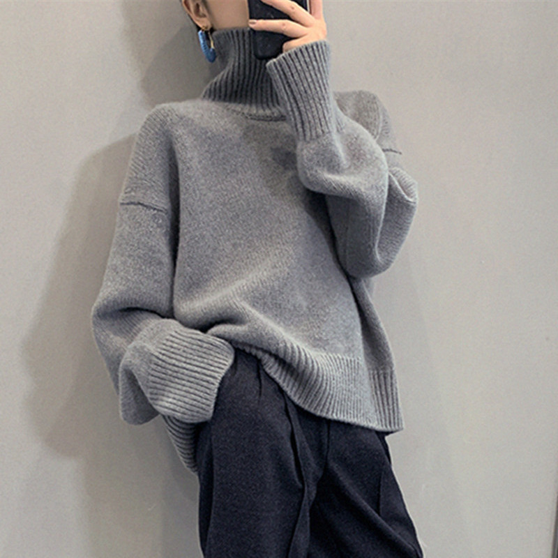 2023 Female Ladies Quality Autumn Winter Warm Knitted korean style women clothes Oversized Long Sleeve Women Turtleneck Sweater