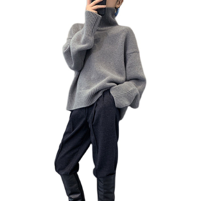 2023 Female Ladies Quality Autumn Winter Warm Knitted korean style women clothes Oversized Long Sleeve Women Turtleneck Sweater