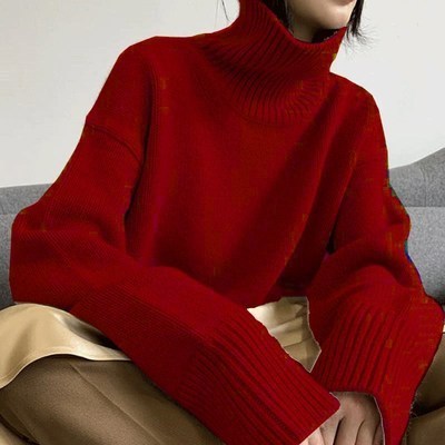 2023 Female Ladies Quality Autumn Winter Warm Knitted korean style women clothes Oversized Long Sleeve Women Turtleneck Sweater