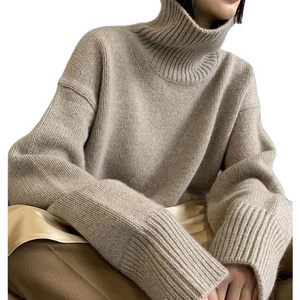 2023 Female Ladies Quality Autumn Winter Warm Knitted korean style women clothes Oversized Long Sleeve Women Turtleneck Sweater