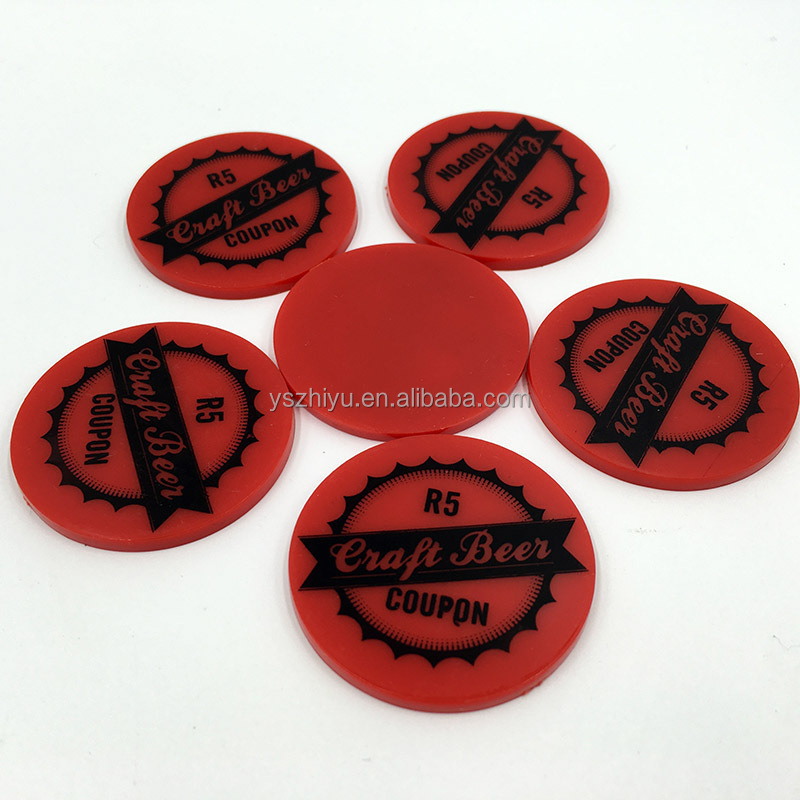 Different Sizes Custom Colored Plastic Drink Token with silk screen Printing