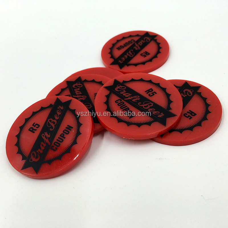 Different Sizes Custom Colored Plastic Drink Token with silk screen Printing