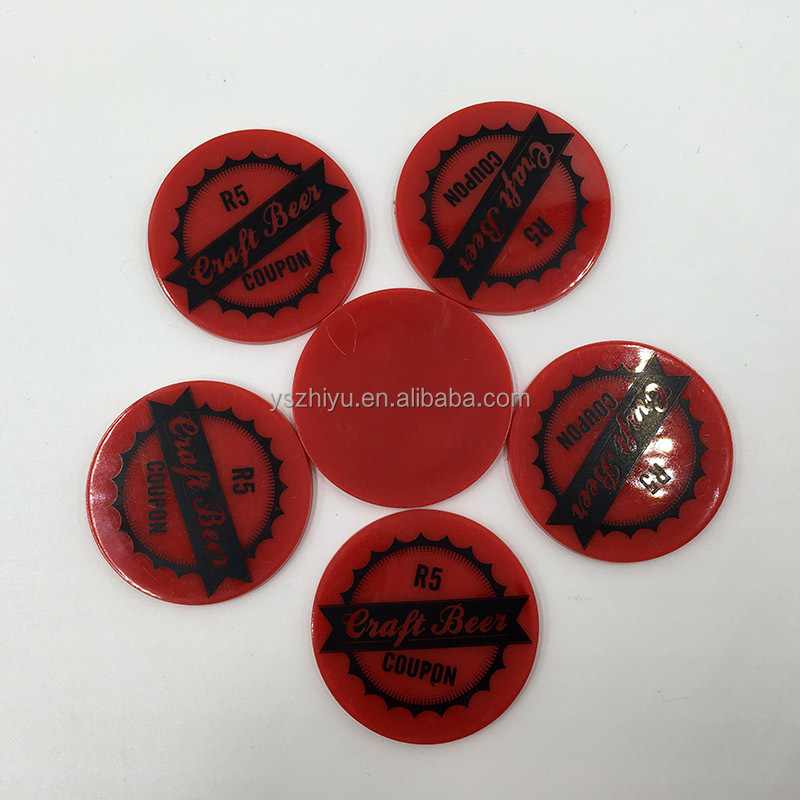 Different Sizes Custom Colored Plastic Drink Token with silk screen Printing