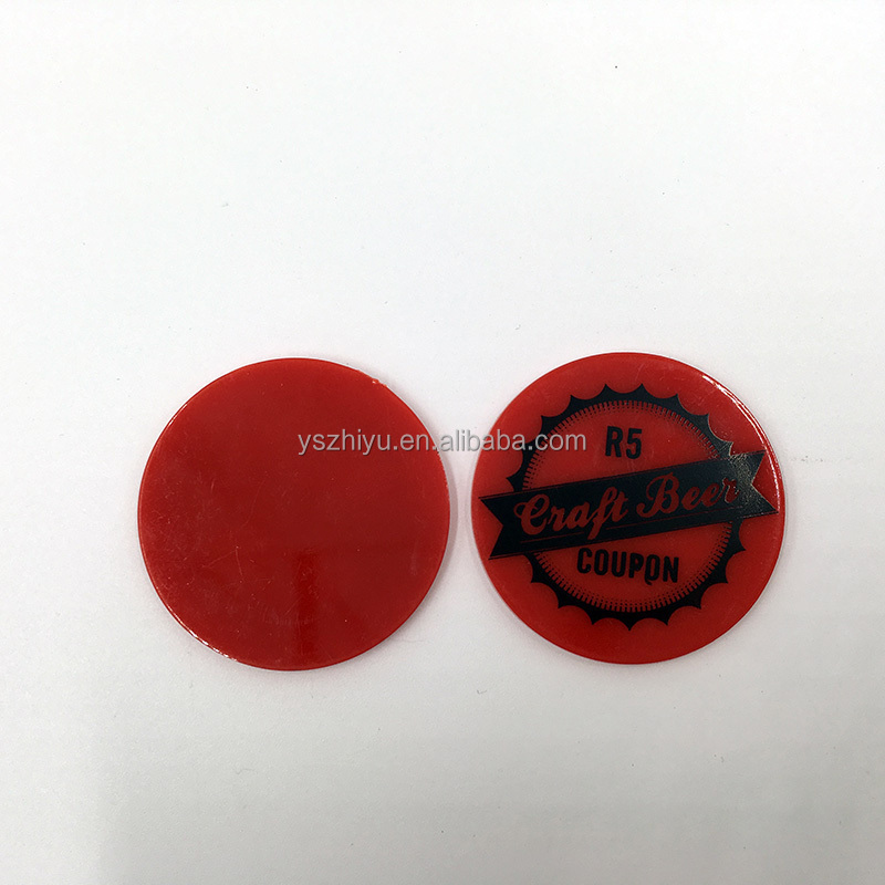 Different Sizes Custom Colored Plastic Drink Token with silk screen Printing