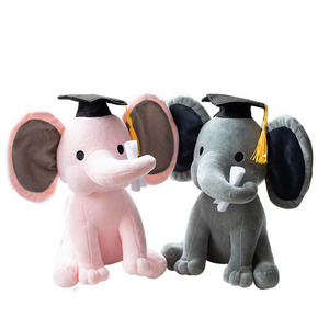 Custom logo cute children kids baby elephant doll pp cotton plush stuffed animal soft graduation elephant toy