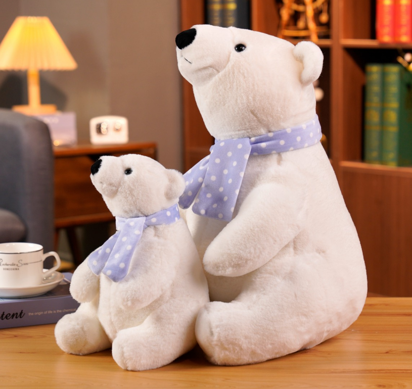 Wholesale New Design White Polar Bear plush toy with Scarf stuffed Soft Toy & Plush Polar Bears