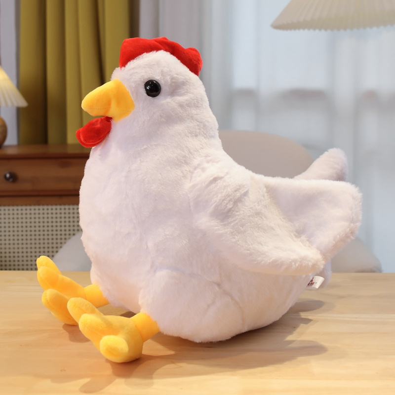 Custom Wholesale Lifelike Soft Chook Pillows White Brown Hugging Chicken plush toy Stuffed Rooster Plush Toys