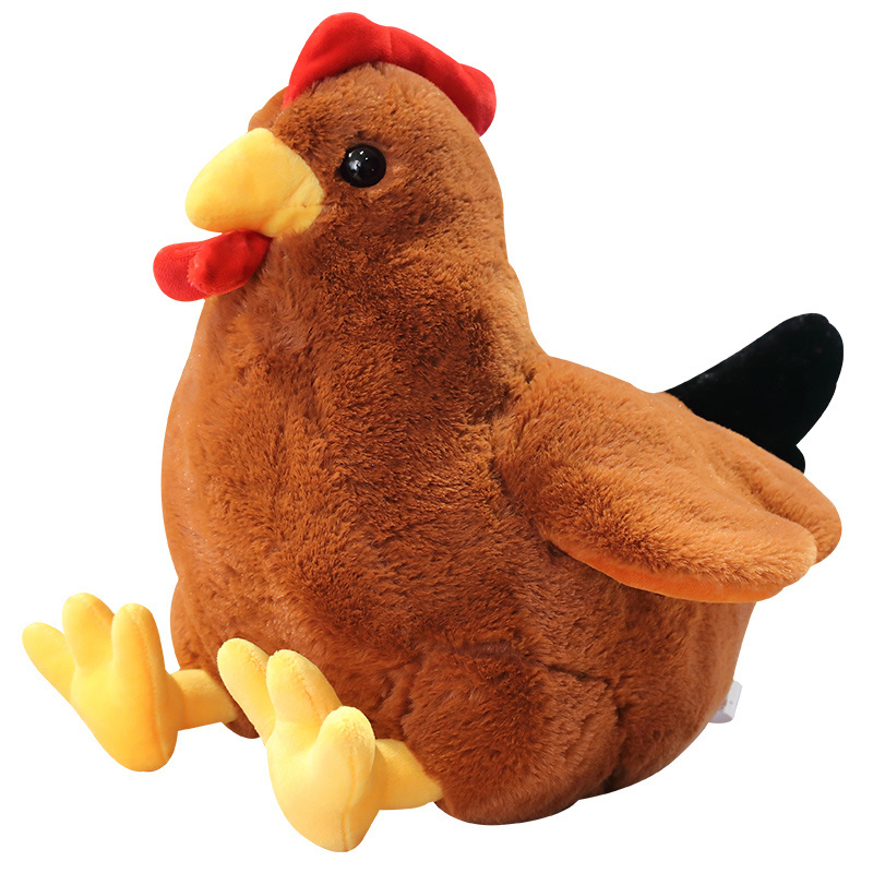 Custom Wholesale Lifelike Soft Chook Pillows White Brown Hugging Chicken plush toy Stuffed Rooster Plush Toys