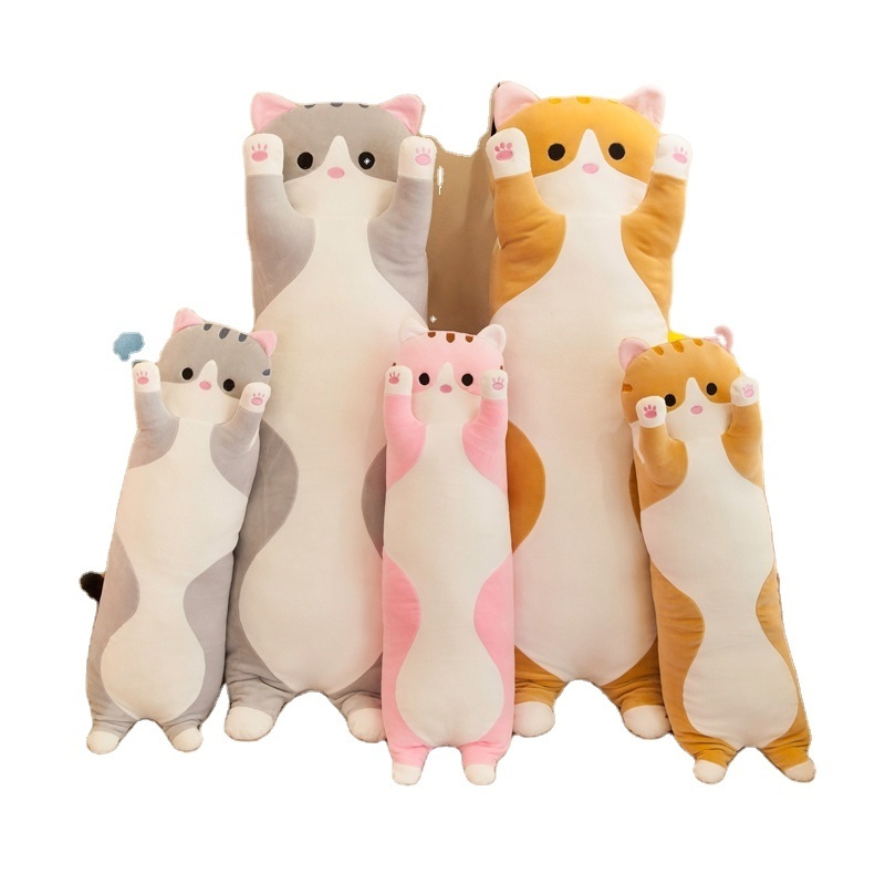 Cute Long Cat Pillow long body Soft Plush Pillow Kawaii Kitten Long Cat Plush Pillows Throw Doll Toy