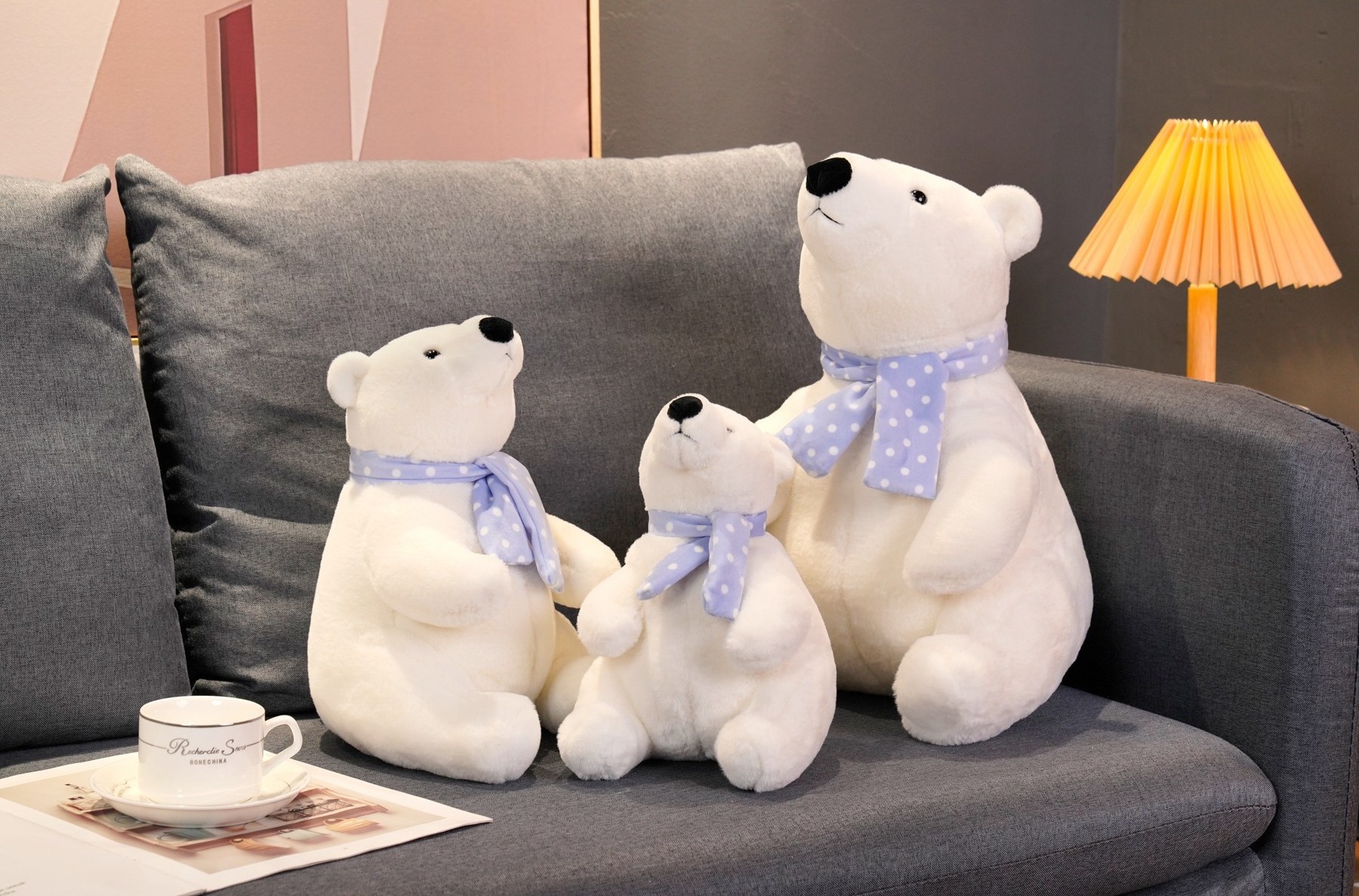 Wholesale New Design White Polar Bear plush toy with Scarf stuffed Soft Toy & Plush Polar Bears