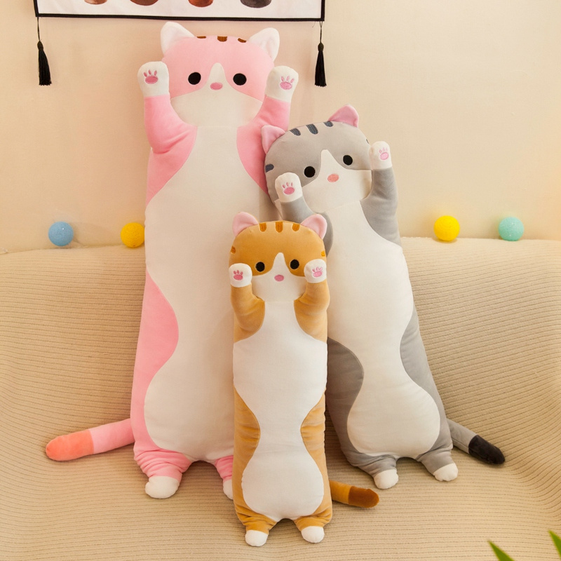 Cute Long Cat Pillow long body Soft Plush Pillow Kawaii Kitten Long Cat Plush Pillows Throw Doll Toy